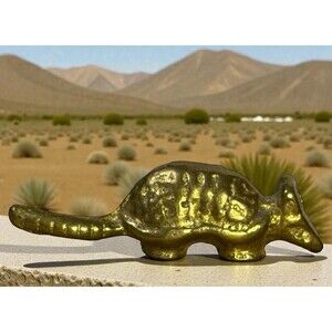 Vintage Mini Brass Armadillo Figurine Statue Figure MCM Boho SW Texas Decor